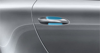 Door handle cups protected with paint protection film in Cincinnati to prevent fingernail scratches